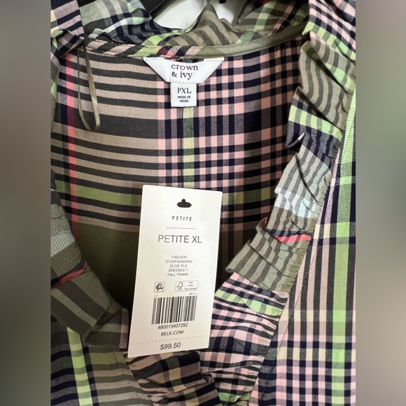 NWT Crown & Ivy maxi dress with ruffle neckline. XL petite - Picture 5 of 9